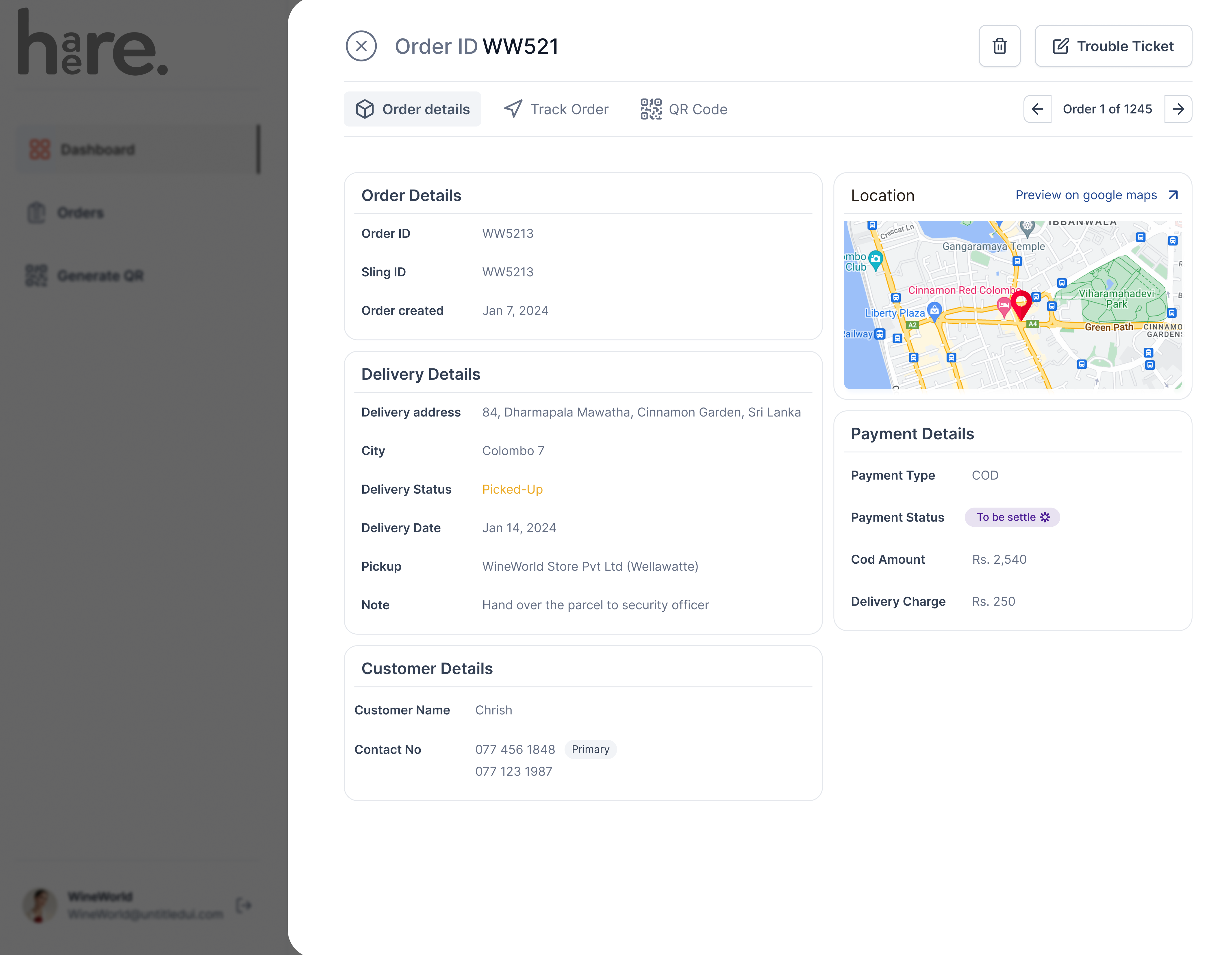 Order Details Interface